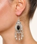 Kiraz Black Stoned Silver Plated Earring