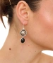 Kiraz Black Stoned Silver Plated Earring