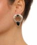 Kiraz Black Stoned Silver Plated Earring