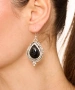 Kiraz Black Stoned Silver Plated Earring
