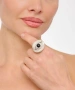Kiraz Black Stoned Silver Plated Eye Ring