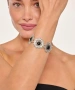 Kiraz Black Stoned Silver Plated Flower Bracelet
