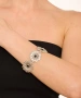 Kiraz Black Stoned Silver Plated Flower Bracelet