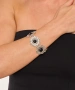Kiraz Black Stoned Silver Plated Flower Bracelet