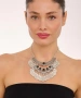 Kiraz Black Stoned Silver Plated Necklace