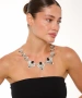 Kiraz Black Stoned Silver Plated Necklace