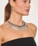 Kiraz Black Stoned Silver Plated Necklace