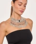 Kiraz Black Stoned Silver Plated Cleopatra Necklace