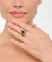 Kiraz Black Stoned Silver Plated Ring