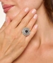 Kiraz Black Stoned Silver Plated Ring
