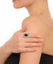 Kiraz Black Stoned Silver Plated Ring