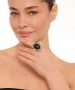 Kiraz Black Stoned Silver Plated Ring