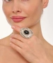 Kiraz Black Stoned Silver Plated Ring