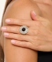 Kiraz Black Stoned Silver Plated Ring