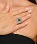 Kiraz Black Stoned Silver Plated Ring