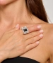 Kiraz Black Stoned Silver Plated Ring