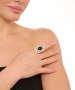 Kiraz Black Stoned Silver Plated Ring