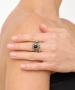 Kiraz Black Stoned Silver Plated Ring