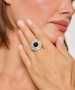 Kiraz Black Stoned Silver Plated Ring