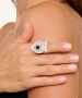 Kiraz Black Stoned Silver Plated Tulip Ring