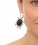 Kiraz Black Stoned Silver Plated Turtle Earring