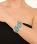 Kiraz Black Striped Turquoise Stoned Silver Plated Bracelet