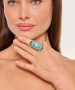 Kiraz Black Striped Turquoise Stoned Silver Plated Ring