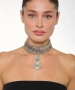 Kiraz Blue Beaded Silver Plated Choker