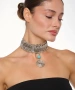 Kiraz Blue Beaded Silver Plated Choker