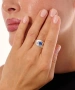 Kiraz Blue Crystal Stoned Silver Plated Ring