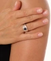Kiraz Navy Blue Crystal Silver Plated Ring