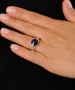 Kiraz Navy Blue Crystal Silver Plated Ring