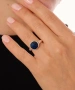 Kiraz Navy Blue Crystal Silver Plated Ring