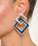 Kiraz Blue Enameld Silver Plated Earring