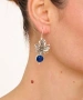 Kiraz Blue Enameld Silver Plated Leaf Earring