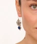 Kiraz Blue Enameld Silver Plated Leaf Earring