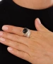 Kiraz Black Stoned Silver Plated Ring