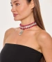 Kiraz Burgundy Beaded Silver Plated Necklace