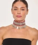 Kiraz Burgundy Beaded Silver Plated Necklace