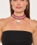 Kiraz Burgundy Beaded Silver Plated Necklace