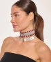 Kiraz Burgundy Beaded Silver Plated Necklace