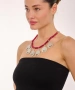 Kiraz Burgundy Beaded Silver Plated Necklace