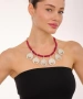 Kiraz Burgundy Beaded Silver Plated Necklace