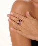 Kiraz Burgundy Crystal Stoned Silver Plated Ring