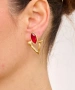 Kiraz Burgundy Crystal Stoned Gold Plated Earring