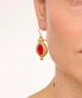 Kiraz Burgundy Crystal Stoned Gold Plated Earring