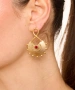 Kiraz Burgundy Crystal Stoned Gold Plated Earring