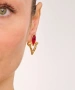 Kiraz Burgundy Crystal Stoned Gold Plated Earring