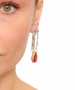 Kiraz Burgundy Crystal Stoned Silver And Gold Plated Earring