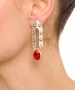 Kiraz Burgundy Crystal Stoned Silver And Gold Plated Earring